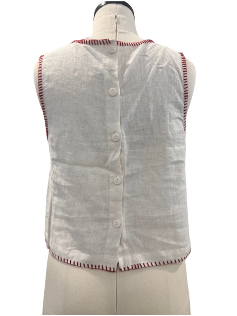 NEW C&C California Linen Button Back Sleeveless Top Sz 6 - Picture 2 of 4